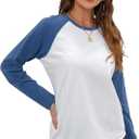 Long Sleeve for Women Crew Neck for Womens Basics Spliced Long Sleeves T-Shirts, XL