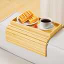 Bamboo Foldable Sofa Armrest Tray - Anti-Dropping Couch Arm Table for Phone, Cups, Snacks, Drinks - Flexible and Foldable - Gift for Housewarming, Birthday