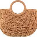 Frienda Straw Tote Bag Summer Beach Bag Handmade Straw Rattan Woven Handbag for Women Travel