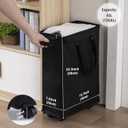 Slim Rolling Laundry Basket, Slim Laundry Hamper with Wheels and Adjustable Long Handles, 45L Small Laundry Baskets with Mesh Top for Bedroom, Closet, and Bathroom - Black