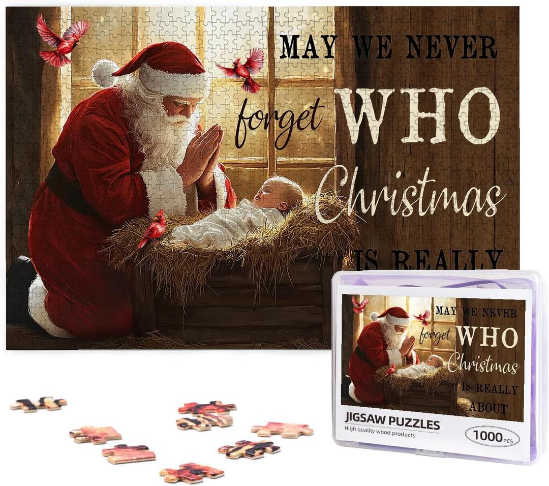 Christmas Puzzle 1000 Pieces Jigsaw Puzzles for Adults 29.6" x19.7" Large Puzzle Winter Santa Claus Decoration for Family Party Holiday Christmas Jigsaw Puzzles as Home Decor