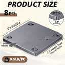 8 Pcs 3"x3" Q235 Carbon Steel Square Plates, 0.2" Thick with 4 Pre-Drilled 0.43" Holes, Heavy Duty Metal Base Plates for Structural Support, DIY & Industrial Applications