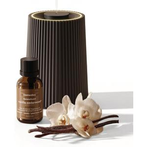 Homedics Waterless Essential Oil Diffuser with 15ml Vanilla Cedarwood Fragrance Oil. SereneScent Cordless Cold Air Scent Diffuser Starter Kit with Ambient Light, Studio 671 (Black)