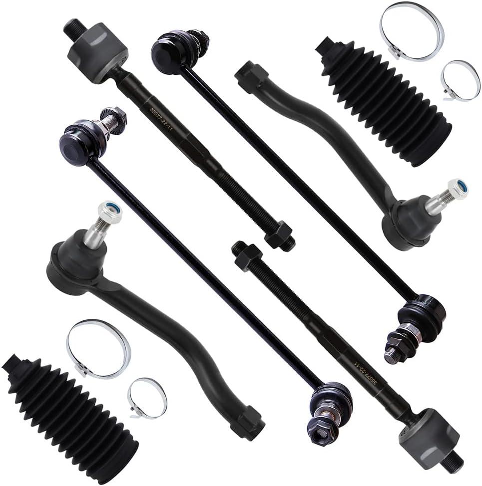SCITOO 8pcs Front Suspension Kit Outer Inner Tie Rod End w/Boot Sway Bar Link fit 2009-2014 for Nissan for Murano