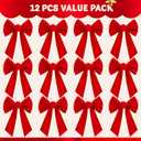 JOYIN 12 Pack Christmas Red Velvet Bows, 13" Long by 9" Wide Decorative Christmas Bows for Wreath Garland Tree Decor, Indoor Outdoor Holiday Decoration