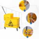 Midoneat Mop Bucket with Wringer, 22 Qt (5.5 Gallon), Handle, Wheels,Floor Cleaning, 16.5" L x 10.6" W x 26.4" H, Yellow,Add One Cotton Mop