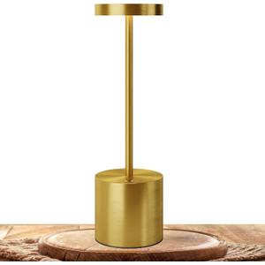 LED Cordless Table Lamps, Portable Rechargeable Battery Operated Lamp, Modern Metal 2 Level Dimmable Indoor and Outdoor Cordless Lamp, Desk Lamp for/Restaurant/Bar/Cafe/Bedroom. (Gold)