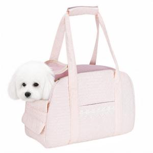 Dog Carrier Tote Bag, Foldable Soft Sided Breathable Mesh Lightweight Travel Handbag with Padded Handles, Lace Decor Portable Pet Purse for Small Puppy Kitten Cat Up to 15 Lbs (Pink)