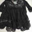 Eomenie Women's Contrast Lace Bathing Suit Cover Up V-Neck Swimsuit Coverups Loose Swimwear Beach Dress Beachwear One Size Black