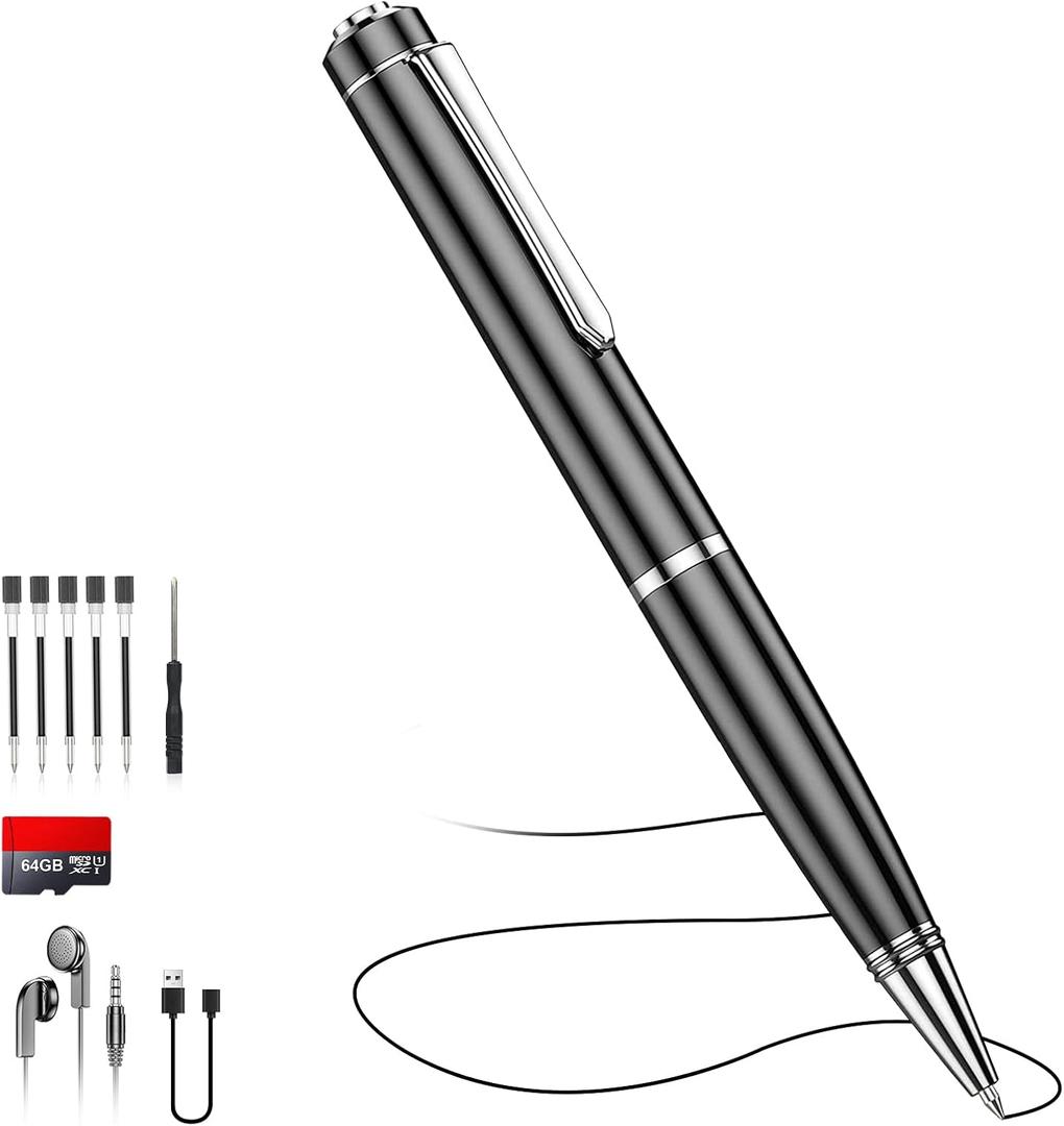 64GB Digital Voice Recorder Voice Activated Recorder with Playback, Portable Audio Recorder, Portable Recording Device with AI Noise Reduction, Portable Audio Recorder for Meeting/Course