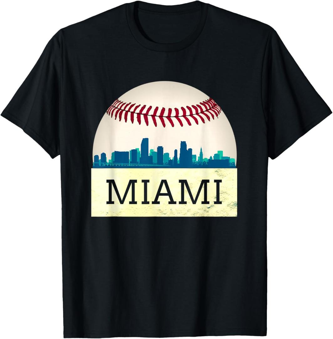 Miami Baseball Dress Cool Marlin Skyline on Giant Ball T-Shirt, 4T