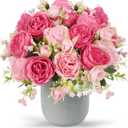 Artificial Peonies Silk Flowers, Pink Faux Peony Bouquet 2 Bundles Florals Arrangements Decor for Farmhouse Home Boho Wedding Table Centerpiece, Fake Plastic Flower Bulk for Vase Decoration (Mix Pink)