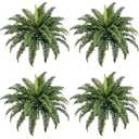 FOREST PRINCE 35" Fake Ferns, 4 Large Artificial Bonston Ferns Bushes Plants with 39 Fronds for Outdoors Garden Patio Porch Entrance Low Maintain Home Decor