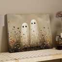 Vintage Halloween Ghost Canvas Wall Art,16x24in Framed