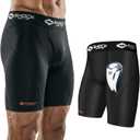 Shock Doctor Compression Shorts with Protective Bio-Flex Cup, Moisture Wicking Vented Protection - Adult, M