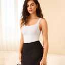 Eleady Shapewear Bodysuits for Women - Body Shaper Thong Tank Top Bodysuit Square Neck (XL, White)