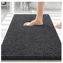 Smiry Luxury Chenille Bathroom Rugs 30x20, Extra Soft and Absorbent Shaggy Bath Mat, Machine Washable, Non-Slip Plush Carpet Runner for Tub, Shower, and Floor, Home Decor Accessories, Charcoal Grey