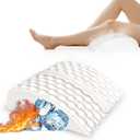 Leg Knee Pillow with Cold & Hot Therapy - Ultra Soft 100% Natural Skin Touch - Ice Cooling Heating Knee Wedge Pillow Blood Circulation for Sciatica, Joints, Nerves & Muscles, After Surgery, Injuries