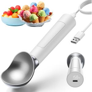 Heated Ice Cream Scoop, Electric heated ice cream scoop that heats up to 158F for hard ice cream, Easy to use with LED display, IP67 Waterproof Ice Cream Scoop,Easy to clean