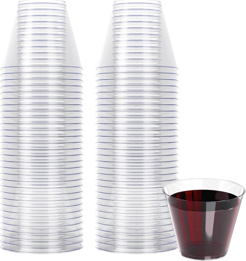 R-kay 9 Oz Clear Plastic Cups For Party - Clear Cups 100 Pack - Heavy Duty Disposable Cups/Tumblers - Plastic ї Glasses For Parties Disposable - Plastic Cocktail Glasses - Party Cups Disposable