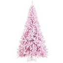  
HAPPYGRILL 7.5FT Pre-Lit Pink Christmas Tree Snow Flocked Christmas Tree with 1100 Branch Tips, 450 Warm Lights, 8 Lighting Modes, Artificial Xmas Tree for Holiday Decor