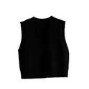 Spring Fall Women Buckle Vest Simple Outerwear Shirt Dress Vests Short Knitted Coat Shoulder Cardigan, Size XXL