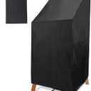 Outdoor Chair Cover Waterproof, High Back Stackable Patio Chair Cover for Outdoor Lawn Furniture for Protecting (51x25x25in) (black)