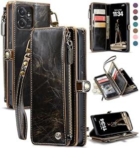 Defencase Wallet Case Compatible with Motorola Moto G Stylus 5G 2023 with RFID Blocking Zipper Card Holder Fashion Soft PU Leather Magnetic Snap Flip Strap Phone Case Wallet for Women Men, Coffee