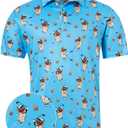 uideazone Golf Shirts for Men Dry Fit Polo Shirt Short Sleeve Moisture Wicking Golf Polos Performance Golf Tennis Shirt (Medium, Funny Hot Dog)