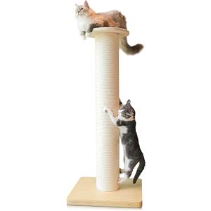 50" Tall Cat Scratching Post, Extra-Large Cat Scratch Post for Biggest Cats (Maine Coon), 7.3 Thick Post, 36lbs Weight, Solid Wood Base & Natural Sisal Rope