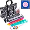 American Mahjong Tile Set with Anti-Slip Mat - Complete Mah Jongg Game Set, 166 Premium Tiles, 4 All-in-One Racks with Pushers & Travel Bag - Complete American Mahjong Sets for Beginners & Travel