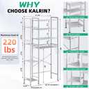 Kalrin 8-Tier Over The Toilet Storage with Side Rack, Over Toilet Storage Rack with Adjustable Shelf & Drain Basket, Freestanding Bathroom Organizer for Balcony, Laundry (Pure White)