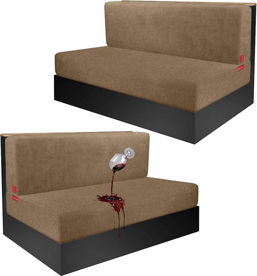 Waterproof RV Dinette Cushion Covers - Stretch Seat Slipcover, Washable RV Couch Cover Designed for Camper Car Bench (Loveseat 2 Backrest Cover & 2 Bench Cover, Brown)
