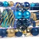 87Pcs Christmas Ball Ornaments Set, Assorted Shatterproof Hanging Tree Decorative for Xmas Tree Holiday Party and Home Decor (Blue & Gold)