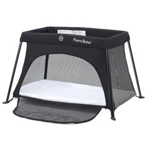 Pamo Babe Travel Crib Lightweight Baby Playard with Mattress Compact Play Yard with Detachable Legs