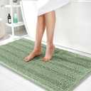 OLANLY Thick Bathroom Runner Rugs 44x24, Extra Absorbent Chenille Striped Bath Rugs, Rubber Backing, Machine Wash Dry, Long Bath Mats for Bathroom, Tub and Shower, Home Decor Accessories, Sage Green
