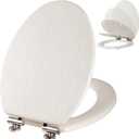 Angel Shield Elongated Wooden White Toilet Seat Quiet Close 18.5" | Quick Release Metal Hinges, Adjustable Fit for Standard Elongated Toilets, Easy to Install&Clean
