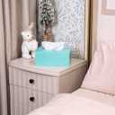 PEMAR Rectangular Lacquer Tissue Box, Handmade Rectangle Tissue Holder Decorative Napkin Dispenser Organizer Rustic Farmhouse Vintage Decor (Aqua)