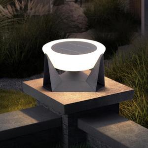 Solar Post Lights, 11" Modern Post Light Dusk to Dawn Outdoor Column Cap Light Waterproof Solar Gate Pillar Lamp 3000K LED Landing Lighting Fixture for Patio Garden Decoration