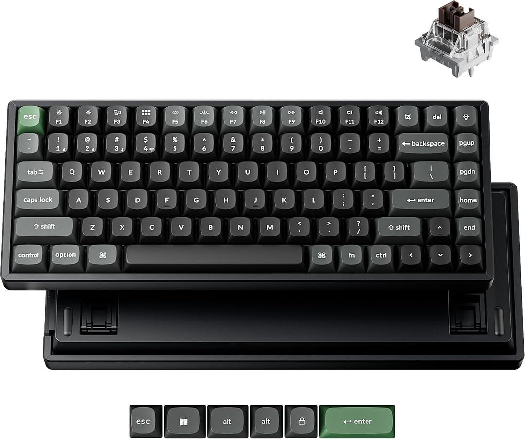 Keychron K2 Ultra 75% Wireless Mechanical Keyboard, 8000Hz Polling Rate | Hot-swappable tactile brown switches, aluminum frame, PBT keycaps, 760h battery, Bluetooth/2.4GHz/wired, Mac/Windows/Linux.