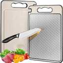 Stainless Steel Cutting Board for Kitchen, Non Toxic Large Chopping Board Double Sided Non-slip Scratch-resistant Mesh Design with Juice Groove Food-Grade Wheat Straw PP 1510 In Easy to Clean