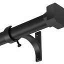 Window Curtain Rods 72 to 144 Inches, 1 Inch Heavy Duty Modern Decorative Telescoping Drapery Rod with Solid Aluminium Alloy Brackets and Square Finials, Length Adjustable, Matte Black