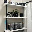 ROGMARS Industrial Pipe Shelving Bathroom Shelves with Towel Bar,3 Tier 24 inch Retro White Rustic Farmhouse Industrial Wall Shelf Bathroom Shelves Over Toilet for Storage
