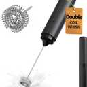 CIRCLE JOY Rechargeable Milk Frother Hanheld, Dual Coil Whisk Head Electric Coffee Frother, Portable Hand Frother Wand Drink Mixer for Matcha Lattes Cappuccino, Kitchen Gifts, Black (Storage Tube Black)