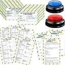 Family Friendly Feud Card Game with 2 Answer Buzzers,Family Reunion Game Night Fun Trivia Quiz for Holiday Gathering Party Office Class Groups Team Building