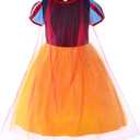 Joy Join Princess Costume Dress For Little Girls Birthday Party Dress Up With Gloves,Crown,Wand,Necklace 4-5 Years (4T 5T)