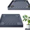 REDHUGO 2PCS Square Plant Caddy with Hidden Wheels, Heavy Duty Rolling Plant Stand Caddy with Wheels, Pot Base for Indoor Outdoor, Gray, 9.96 inches