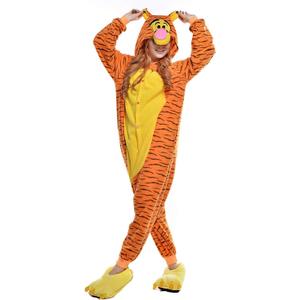 Onesies Adult Unisex Animal Cosplay Pajamas Halloween Costumes Xmas Romper (Orange, L)