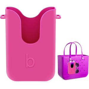 Silicone Phone Holder for Bogg Bags, Compatible Phone Case Attachment, Beach Tote Bag Accessory – Ideal Holder for Bogg & Similar Beach Bags (Pink)