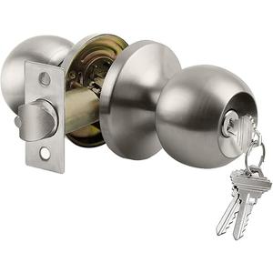 BESTTEN Entry Door Knob With Keyed Lock, Satin Nickel Door Thickness 35-45mm Adjustable latch 60-70mm